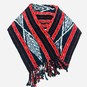Scarf Indigo with Coccineal Red Stripes