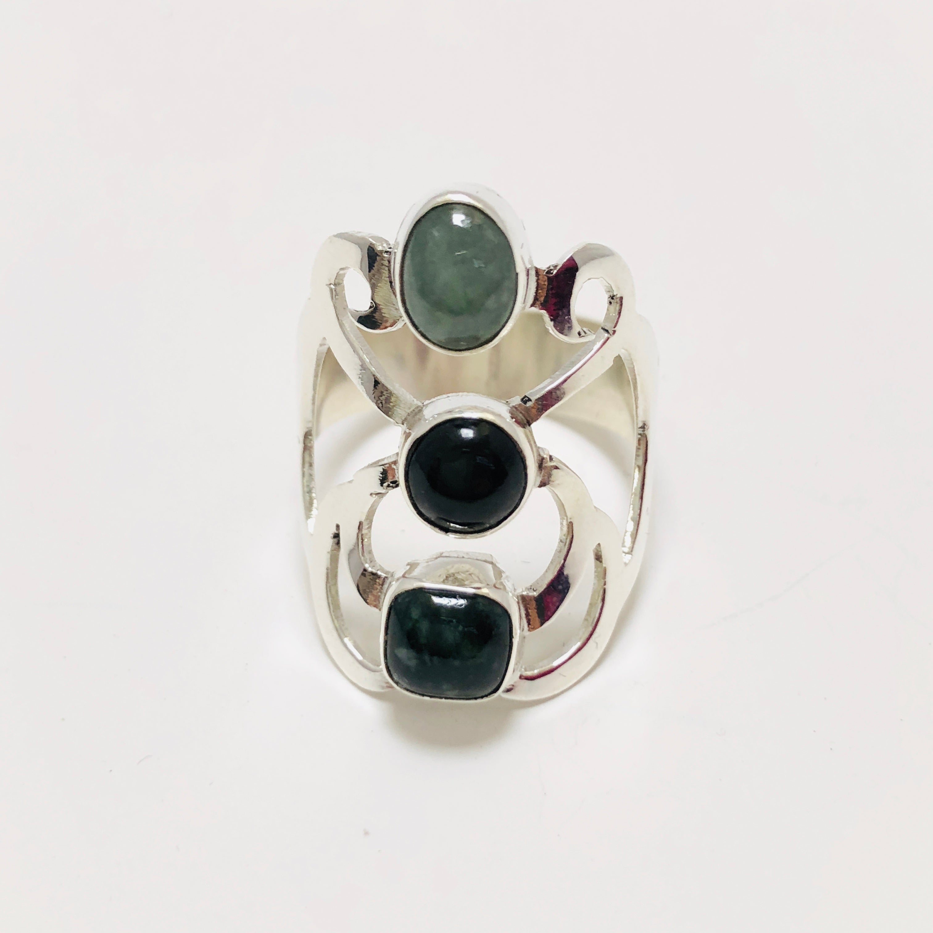 Jade and Silver Frida Ring - Studio Maya 
