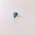 Jade and Silver Heart Ring