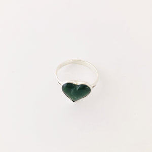 Jade and Silver Heart Ring - Studio Maya 