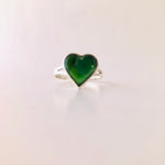 Jade and Silver Heart Ring - Studio Maya 