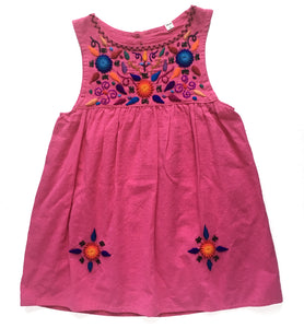 Studio Maya Kids Embroidered Cotton Dress Rose Pink 
