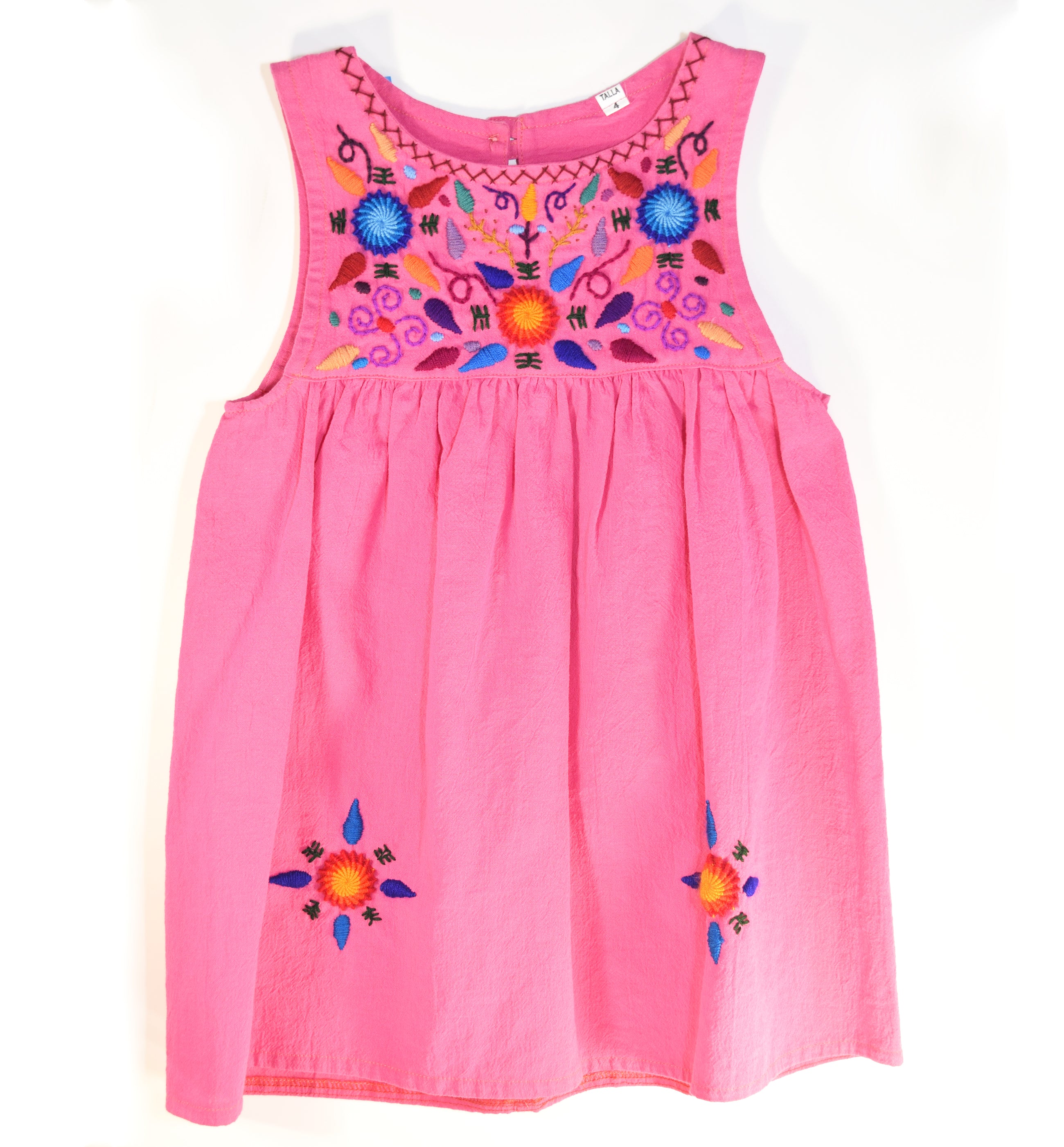 Studio Maya Kids Embroidered Cotton Dress Pink 
