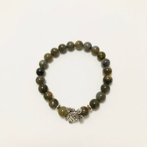 Labradorite bead sea turtle charm bracelet