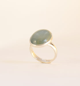 Studio Maya Jade and Silver Ring Blue Green 