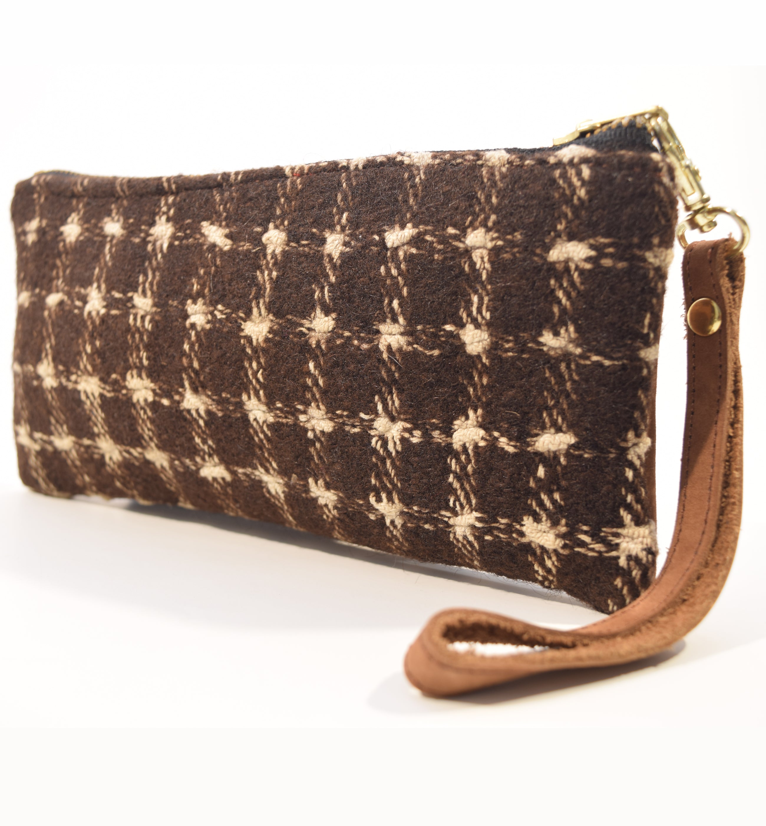 Wool Checked Coin Bag 