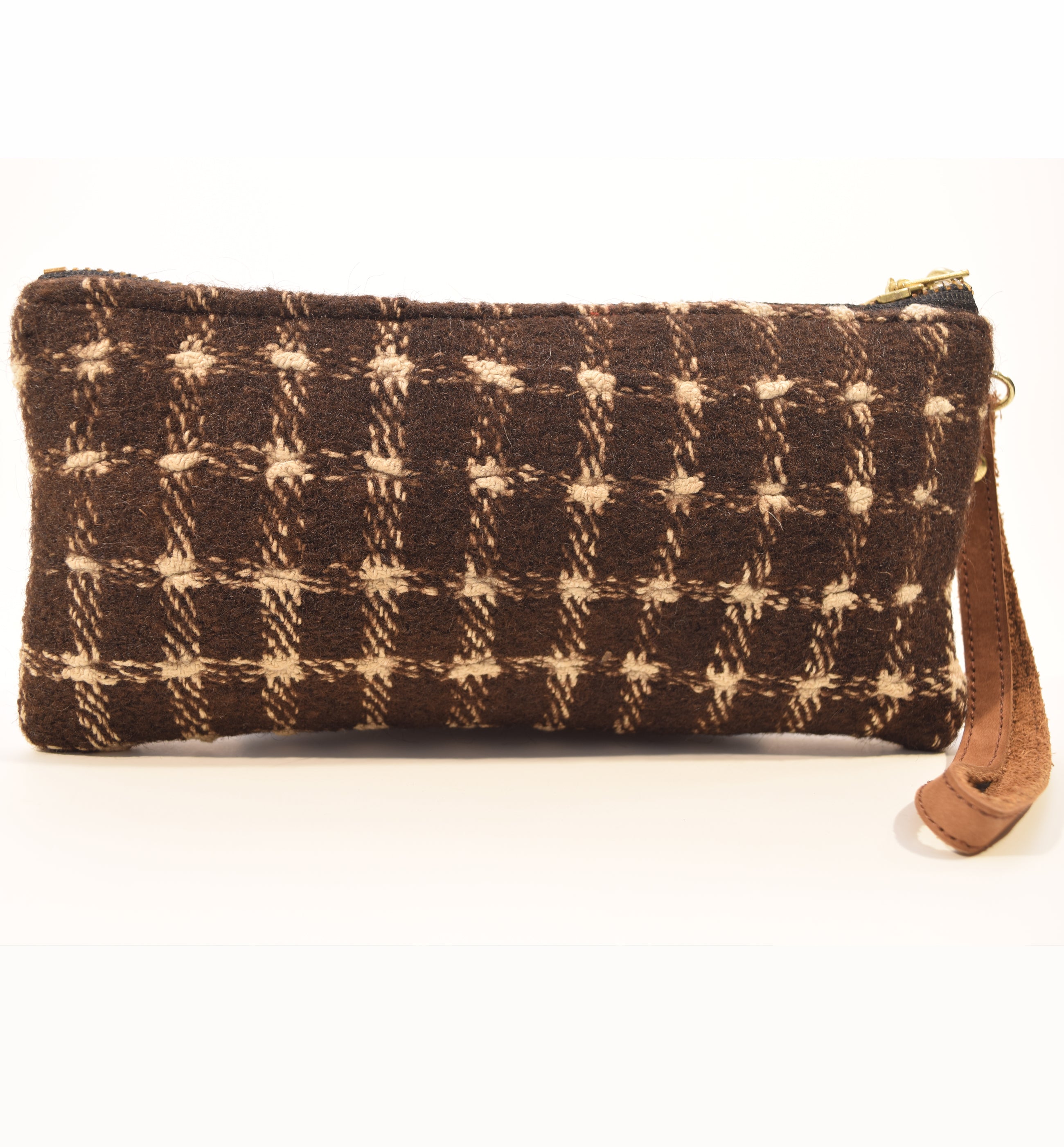 Wool Checked Coin Bag 
